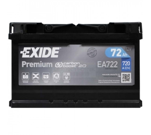 Аккумулятор автомобильный EXIDE PREMIUM 72A (EA722)