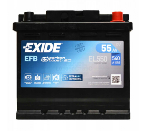 Аккумулятор автомобильный EXIDE START-STOP EFB 55A (EL550)