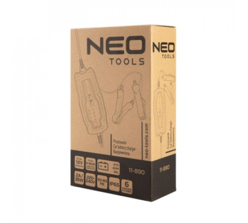Зарядний пристрій для автомобільного акумулятора Neo Tools 2А/35Вт, 4-60Ач, для кислотних/AGM/GEL (11-890)