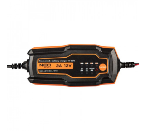 Зарядний пристрій для автомобільного акумулятора Neo Tools 2А/35Вт, 4-60Ач, для кислотних/AGM/GEL (11-890)