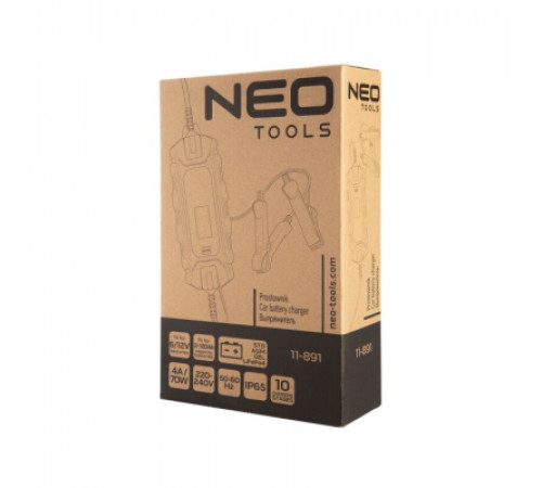 Зарядное устройство для автомобильного аккумулятора Neo Tools 4A/70Вт, 3-120Ah, для кислотних/AGM/GEL (11-891)