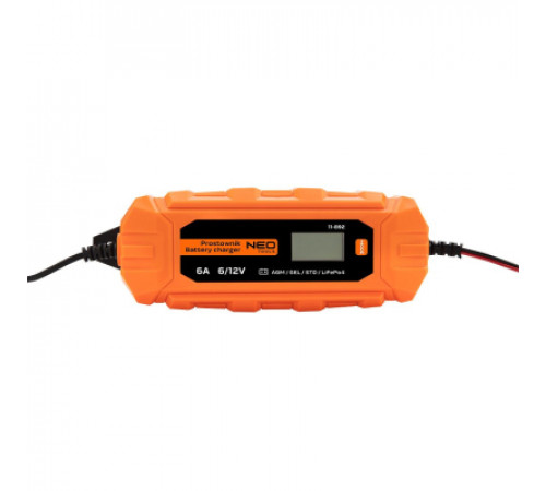Зарядний пристрій для автомобільного акумулятора Neo Tools 6А/100Вт, 3-150Ач, для кислотних/AGM/GEL (11-892)