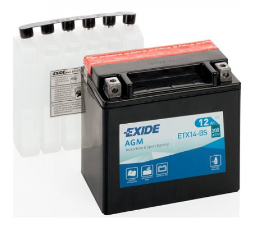 Аккумулятор автомобильный EXIDE AGM 12Ah (+/-) (200EN) (ETX14-BS)
