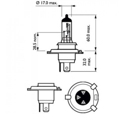 Автолампа Philips галогенова 60/55W (12342 VP C2)