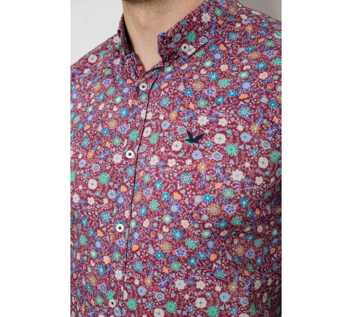 Рубашка мужская с принтом, цвет бордовый, 214R2699