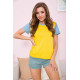 Желто-голубая женская футболка, из натуральной ткани, 102R289-1