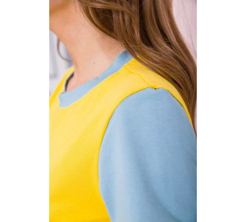Желто-голубая женская футболка, из натуральной ткани, 102R289-1