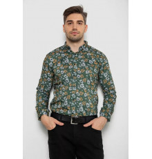 Рубашка мужская с принтом, цвет зеленый, 214R1036