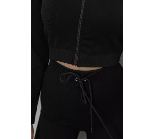 Костюм жіночий в рубчик, колір чорний, 244R14302