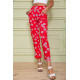 Женские бриджи на резинке, красного цвета в принт, 172R66