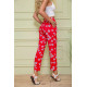 Женские бриджи на резинке, красного цвета в принт, 172R66