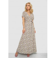Сарафан з квітковим принтом, колір молочно-бежевий, 241R179