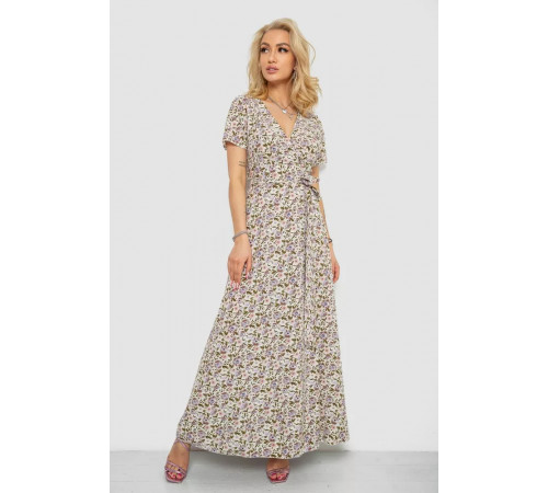 Сарафан з квітковим принтом, колір молочно-бежевий, 241R179