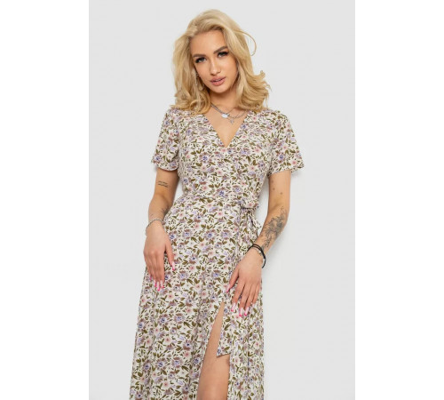 Сарафан з квітковим принтом, колір молочно-бежевий, 241R179