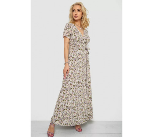 Сарафан з квітковим принтом, колір молочно-бежевий, 241R179