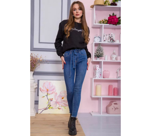 Женские джинсы с поясом, синего цвета, 164R089.