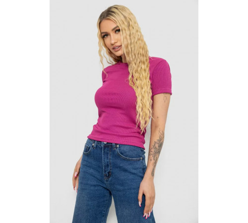 Женская футболка в рубчик, цвет фуксия, 238R123-2
