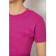 Женская футболка в рубчик, цвет фуксия, 238R123-2