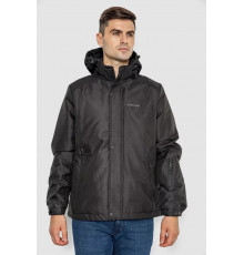 Куртка мужская демисезонная с капюшоном, цвет черный, 214R22015