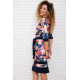 Квітчаста сукня з поясом, синього кольору, 167R161-1