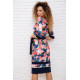 Квітчаста сукня з поясом, синього кольору, 167R161-1