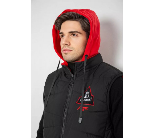 Жилетка мужская демисезонная двухсторонняя, цвет черно-красный, 244R99002.