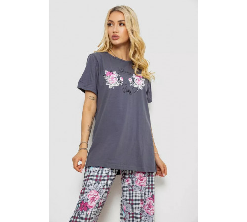 Женская пижама с принтом, цвет серый, 243R10367