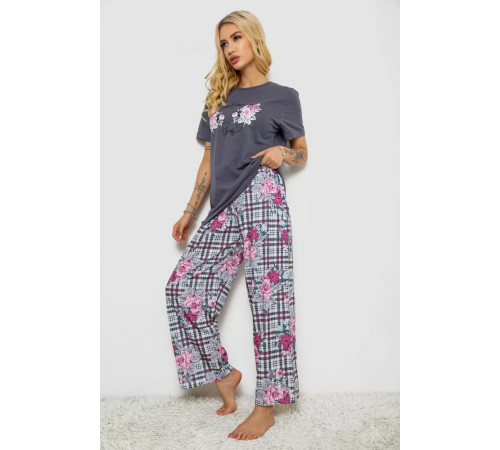 Женская пижама с принтом, цвет серый, 243R10367