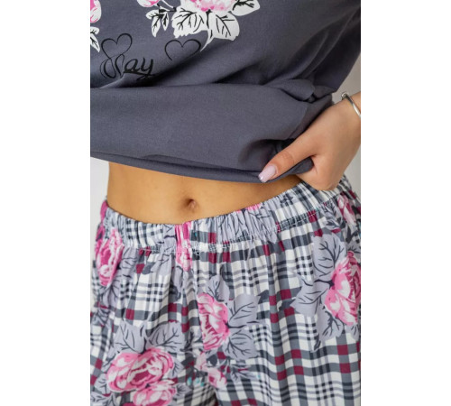 Женская пижама с принтом, цвет серый, 243R10367