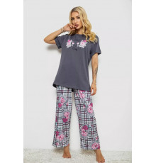 Піжама жіноча з принтом, колір сірий, 243R10367