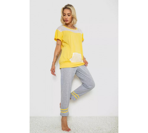 Женская пижама с принтом, цвет желтый, 243R1600-032-1