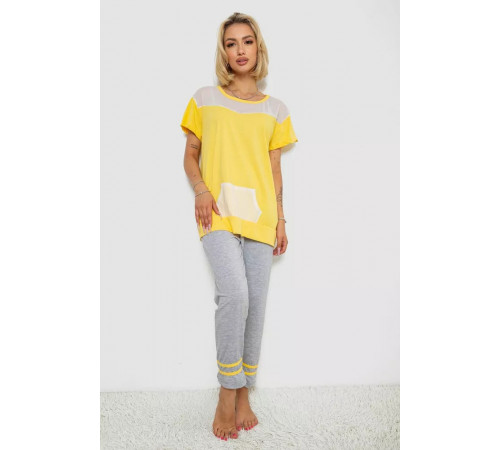 Женская пижама с принтом, цвет желтый, 243R1600-032-1