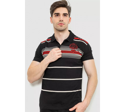 Поло чоловіче в смужку, колір чорний, 214R141