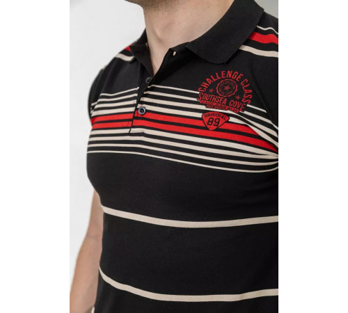 Поло чоловіче в смужку, колір чорний, 214R141