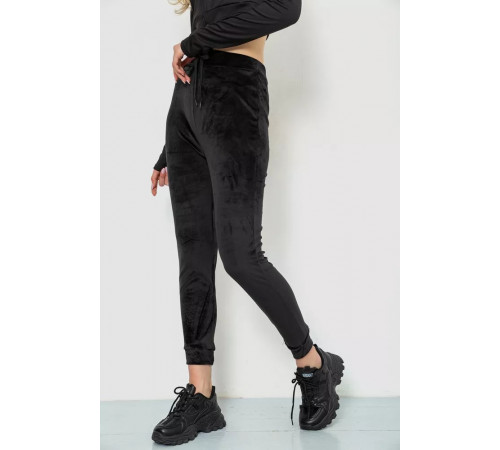 Спорт штани жіночі велюрові, колір чорний, 244R5571