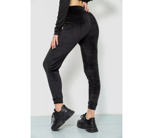 Спорт штани жіночі велюрові, колір чорний, 244R5571