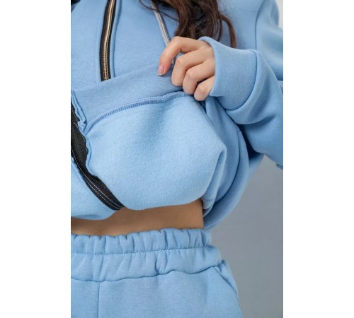Спортивный женский костюм на флисе, цвет голубой, 244R1555 Спортивный женский костюм на флисе, цвет голубой, 244R1555