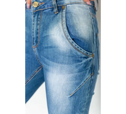 Джинсы женские с потертостями, цвет синий, 244RS07