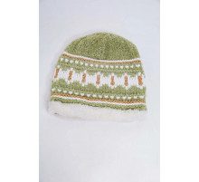 Дитяча шапка, зелено-білого кольору з узором, 167R7781