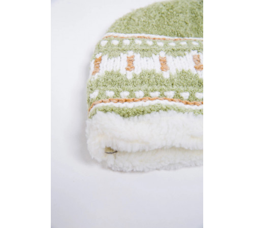 Детская шапка, зелено-белого цвета с узором, 167R7781.