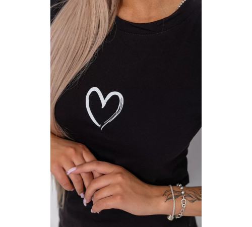 Женская футболка с принтом, цвет черный, 238R01643