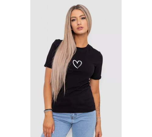 Женская футболка с принтом, цвет черный, 238R01643