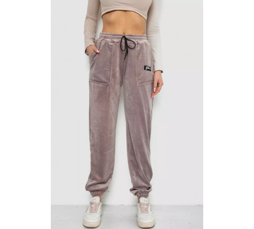 Брюки женские велюровые, цвет мокко, 238R58473