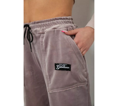 Брюки женские велюровые, цвет мокко, 238R58473