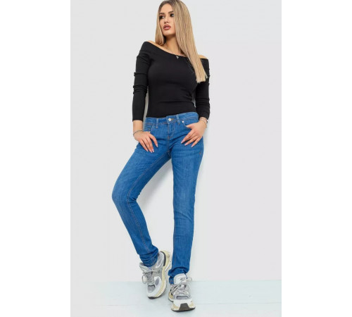 Джинси жіночі однотонні, колір синій, 244R014