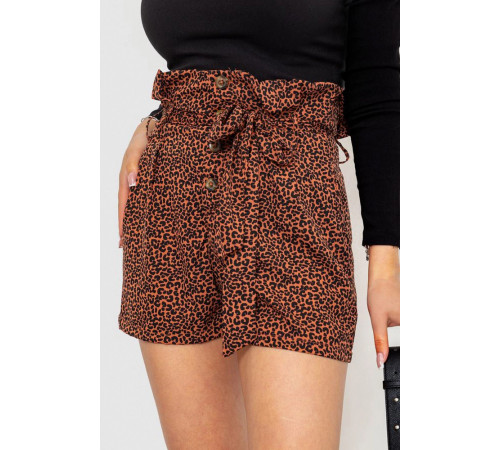 Шорти жіночі шифонові, колір коричнево-чорний, 244R079