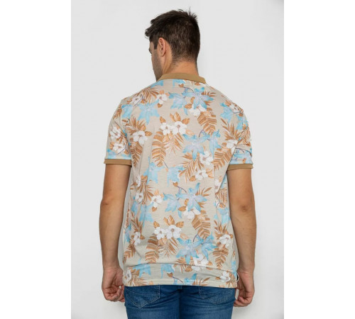 Поло чоловіче з принтом, колір бежево-блакитний, 247R315