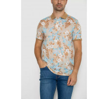 Поло чоловіче з принтом, колір бежево-блакитний, 247R315