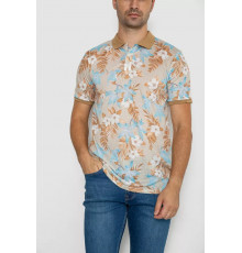 Поло чоловіче з принтом, колір бежево-блакитний, 247R315