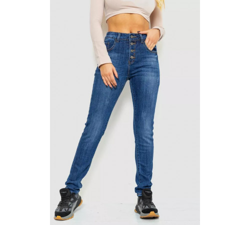 Джинси жіночі з потертостями, колір синій, 214R1417